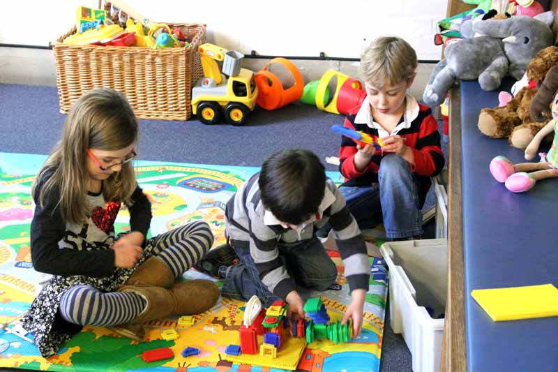 Children playing in church